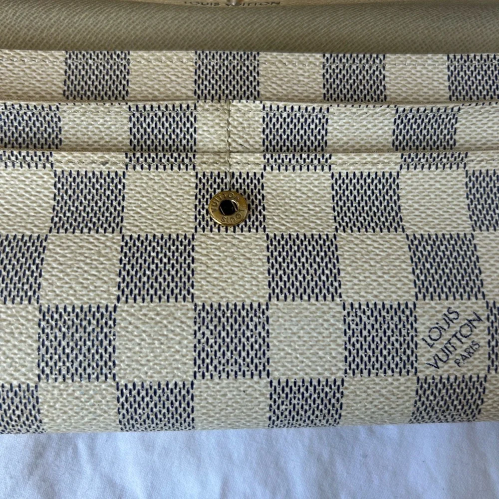 Auth Louis Vuitton Damier Azur Portefeuille Sarah long wallet in box - Picture 6 of 16